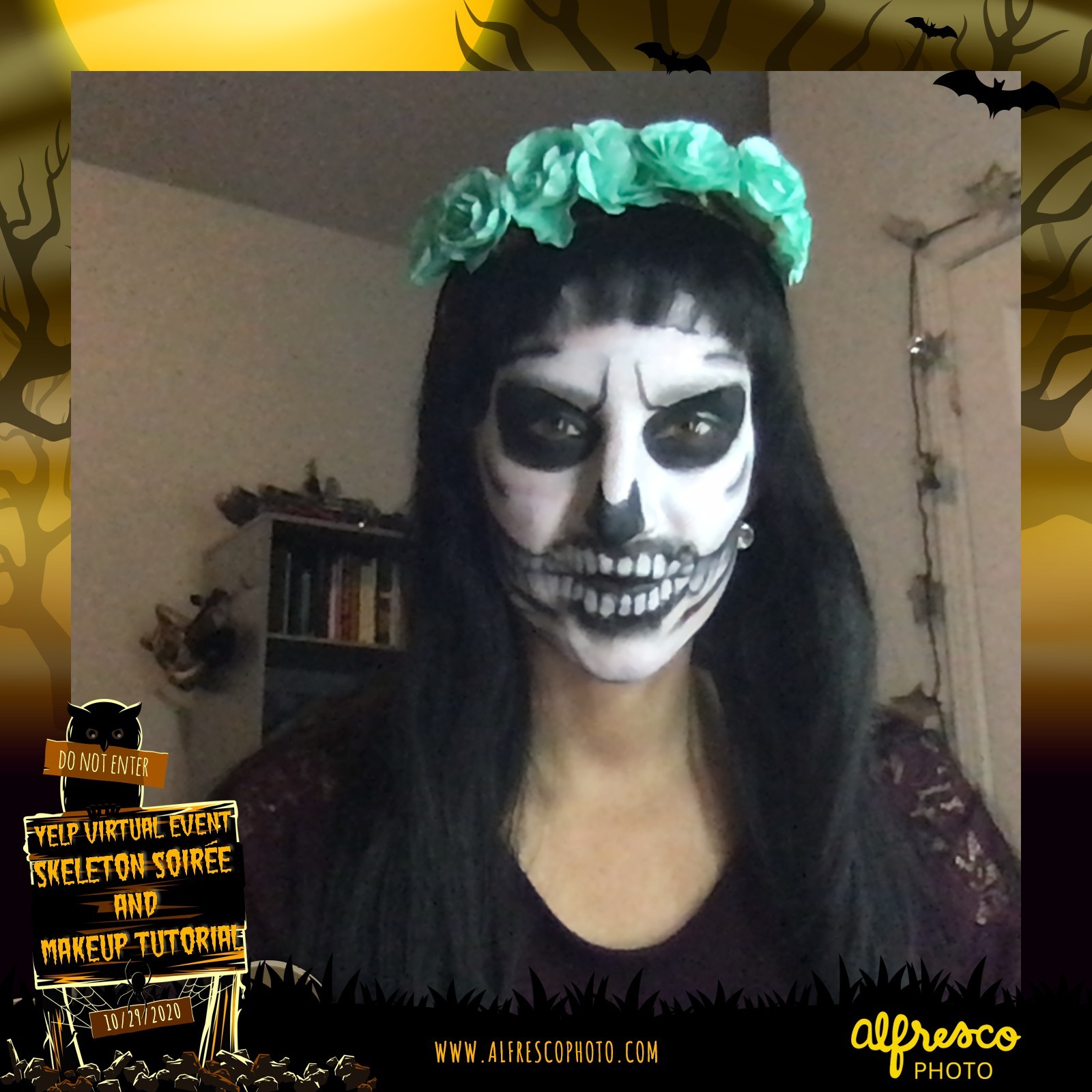 Yelp Skeleton Makeup Tutorial | View more photos from the event at events.alfrescophoto.com/u/AlfrescoPhoto/Yelp-Skeleton-Makeup-Tutorial